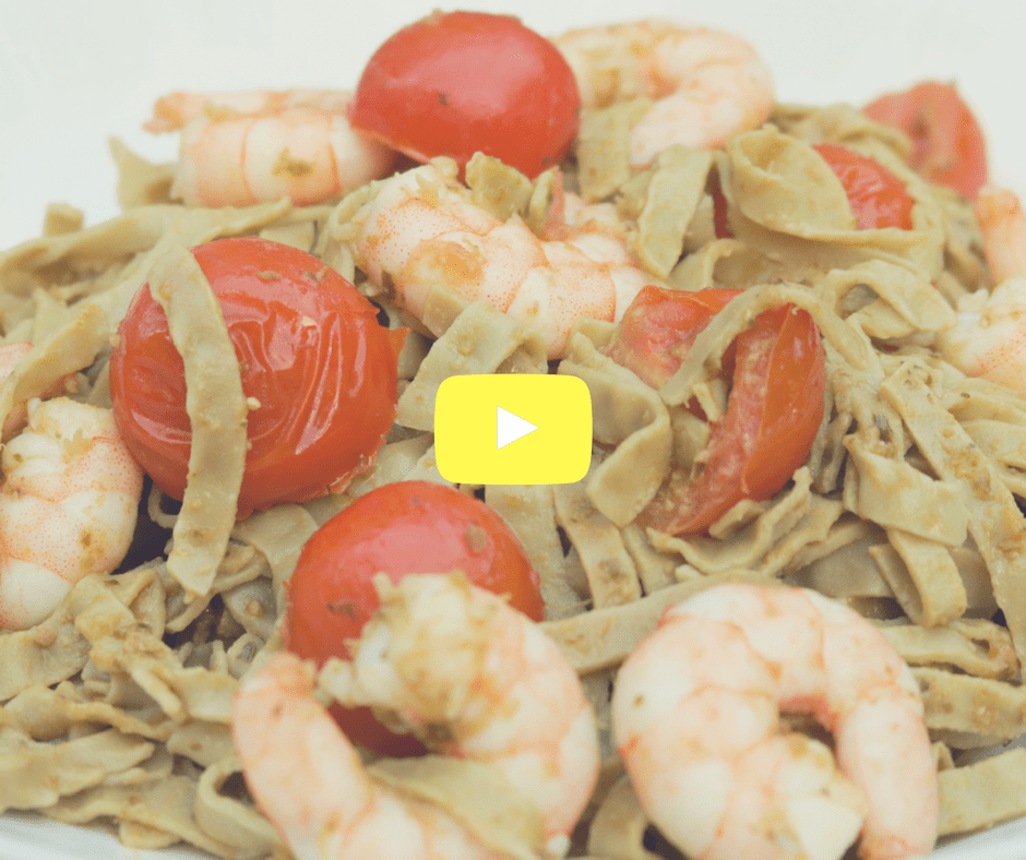 Clapham personal trainer James Staring's recipe Edamame fettuccine with pesto prawns