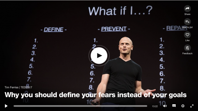 Clapham personal trainer James Staring recommends Tim Ferris' Define Your Fears
